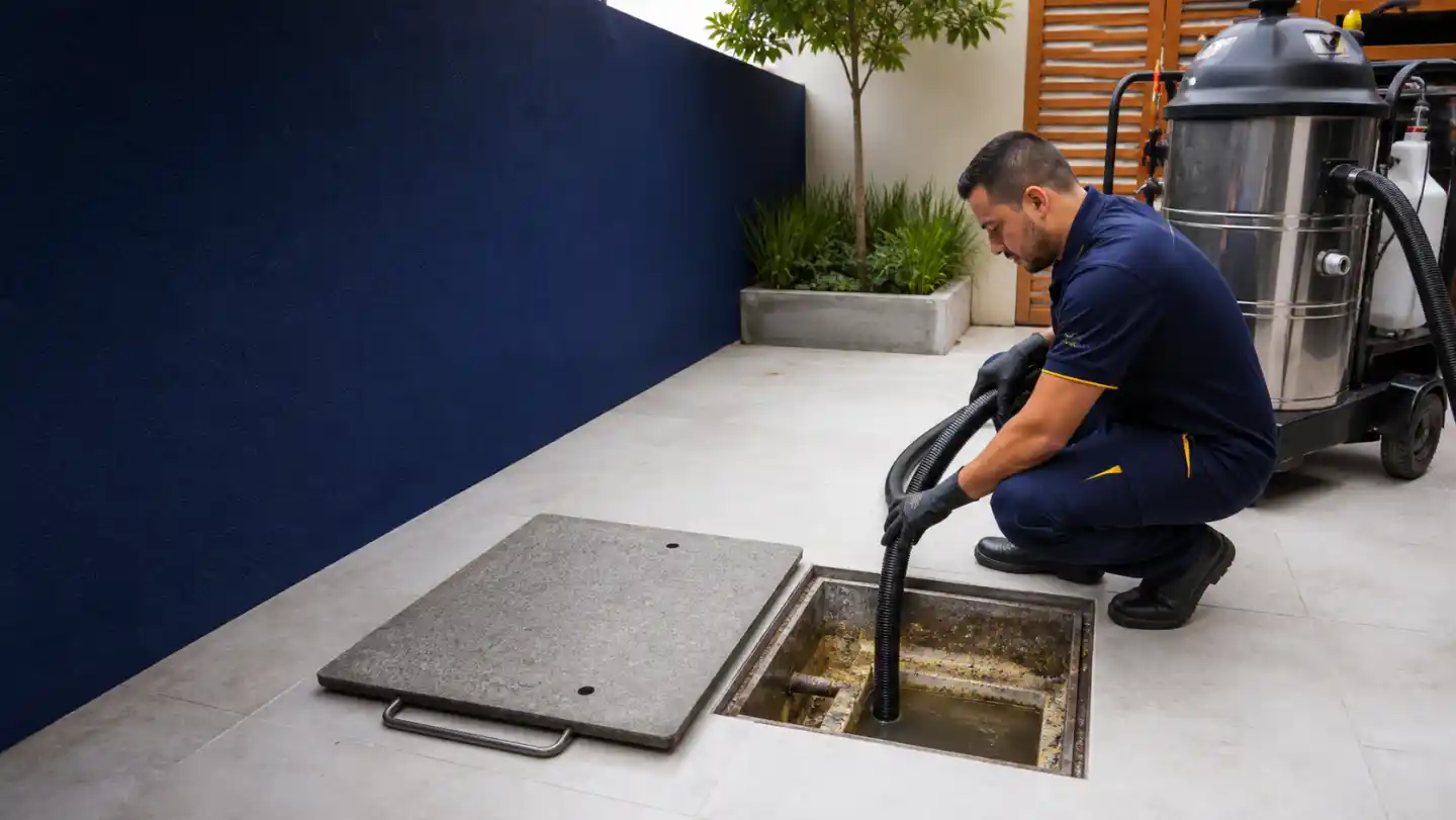 Interior do duto de exaustão antes e depois da remoção da camada de gordura