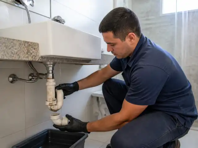 Cuba de banheiro com água acumulada sem escoar